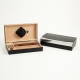 4 Cigar Holder w/ Cutter and Humistat, Black Leather 